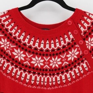 Talbots Red Snowflake Fair Isle Sweater Size Small